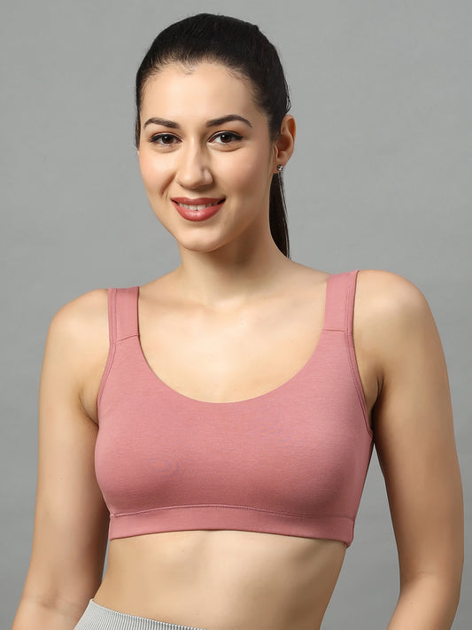 Luxora Stretch Cotton Material Slip on Sports Bra with Wirefree Support Regular Straps Full Coverage Bra