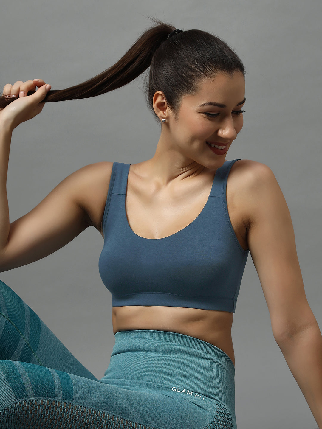 Luxora Stretch Cotton Material Slip on Sports Bra with Wirefree Support Regular Straps Full Coverage Bra